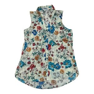 Express The Portofino Shirt Watercolor Floral Sleeveless Blouse - Size Medium